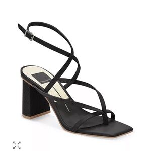 Dolce Vita Black Paroo Strappy Block Heels Square Toe Flip Flop Heel 8